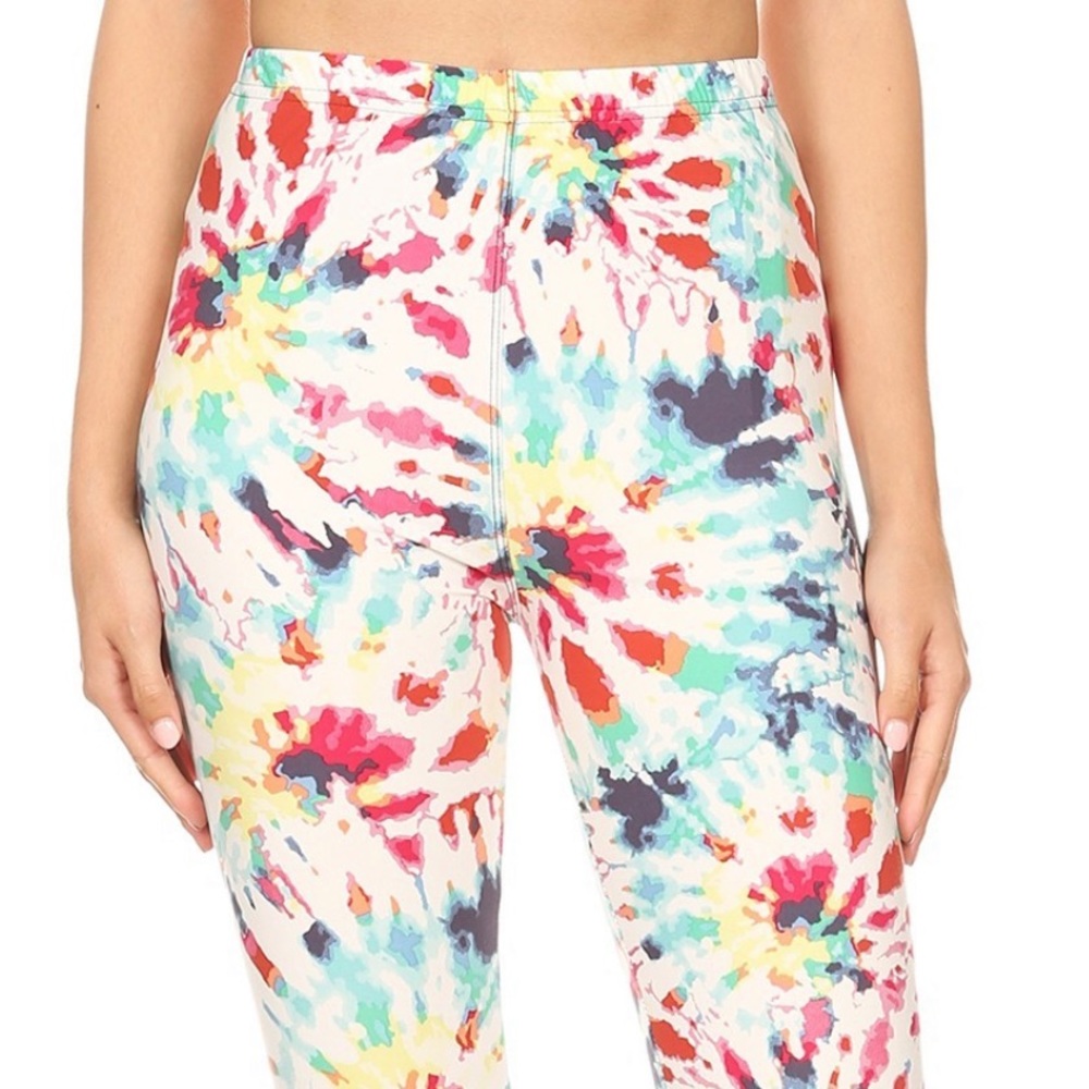 New Bright Multi Tie Dye Peachskin Yoga Leggings